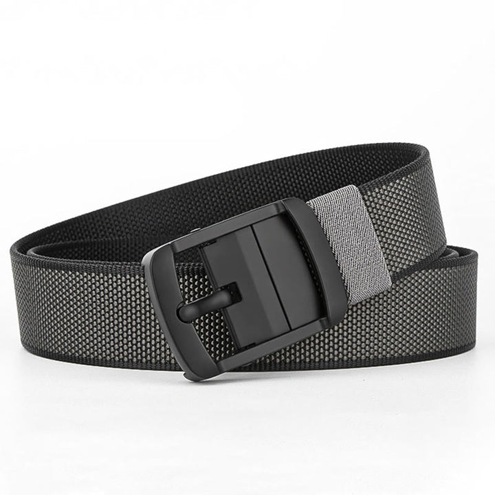 Men's Two Side Use Rotatable Buckle Sports Belt - Black+Dark Gray - 54 - image 12