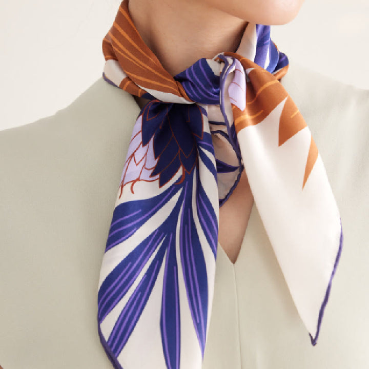 Women's Protea Floral Spring Silk Thin Scarf - Purple - image 2