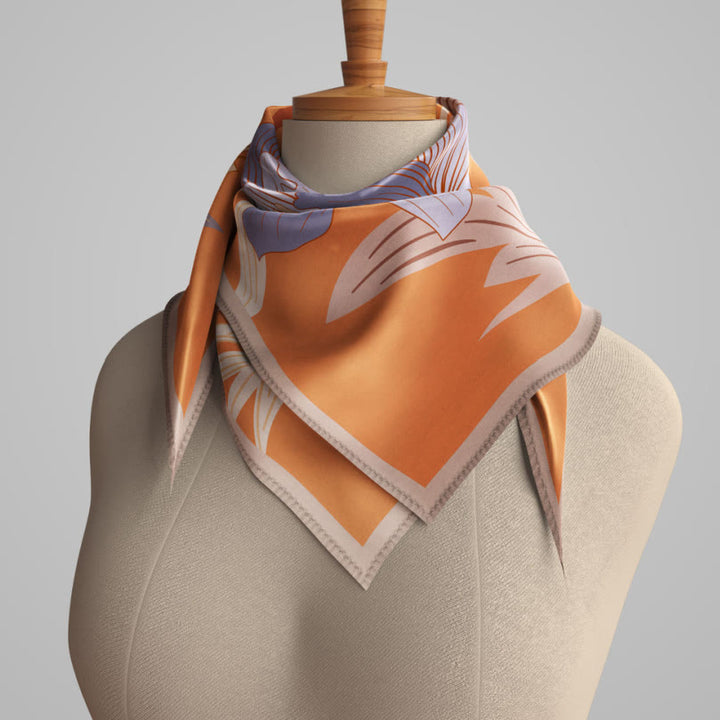 Women's Protea Floral Spring Silk Thin Scarf - Orange - image 4