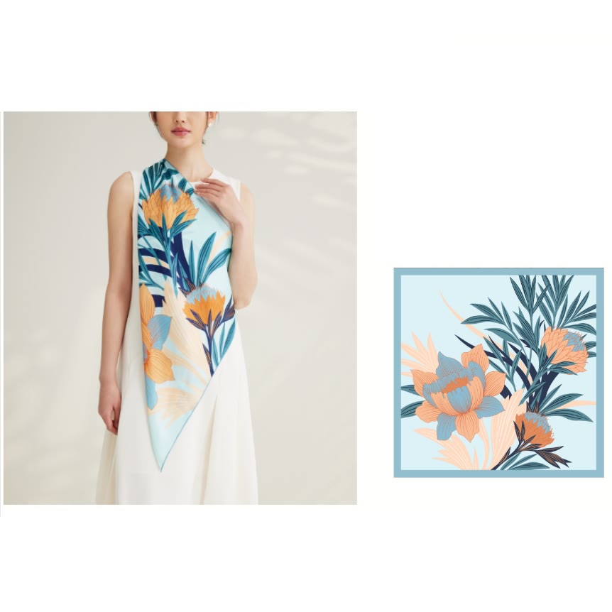 Women's Protea Floral Spring Silk Thin Scarf - image 1