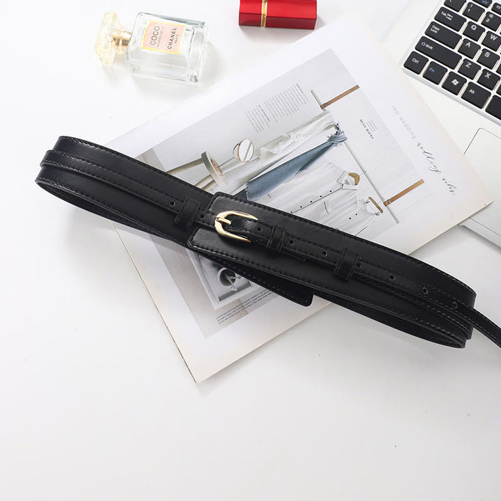 Detachable Leather Belt Women's Dual Use Corset Belt - Black - image 1