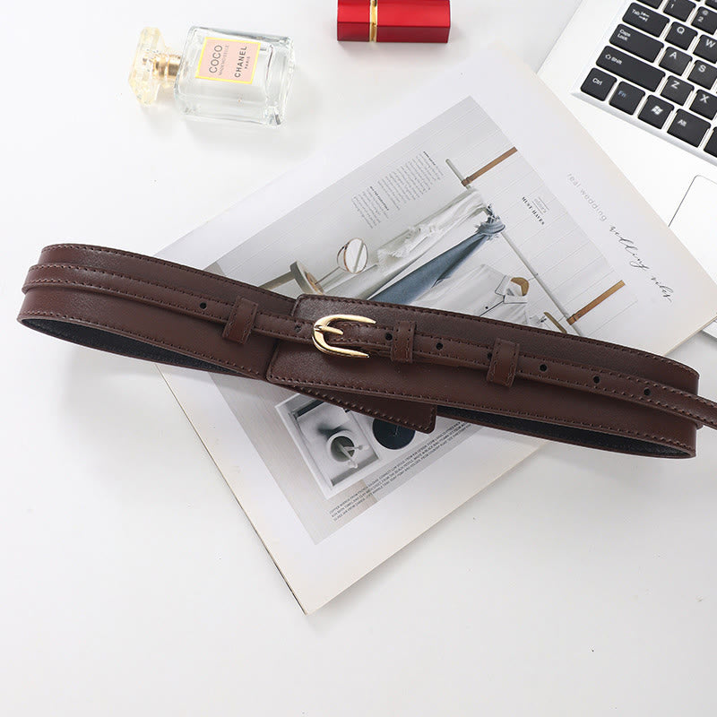 Detachable Leather Belt Women's Dual Use Corset Belt - SaddleBrown - image 11