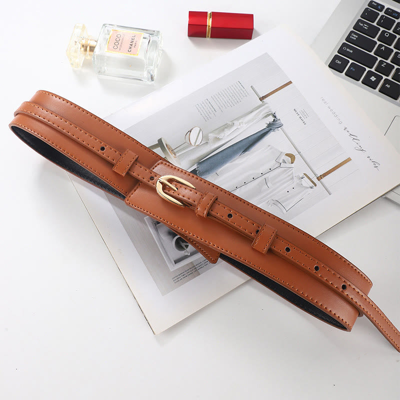 Detachable Leather Belt Women's Dual Use Corset Belt - Chocolate - image 12