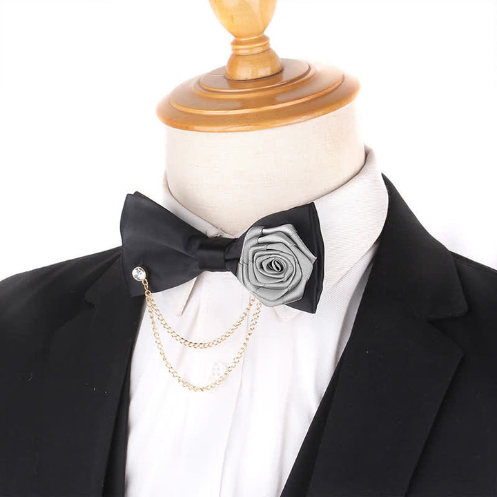 Men's Elegant Rose Golden Chain Decoration Bow Tie - image 20