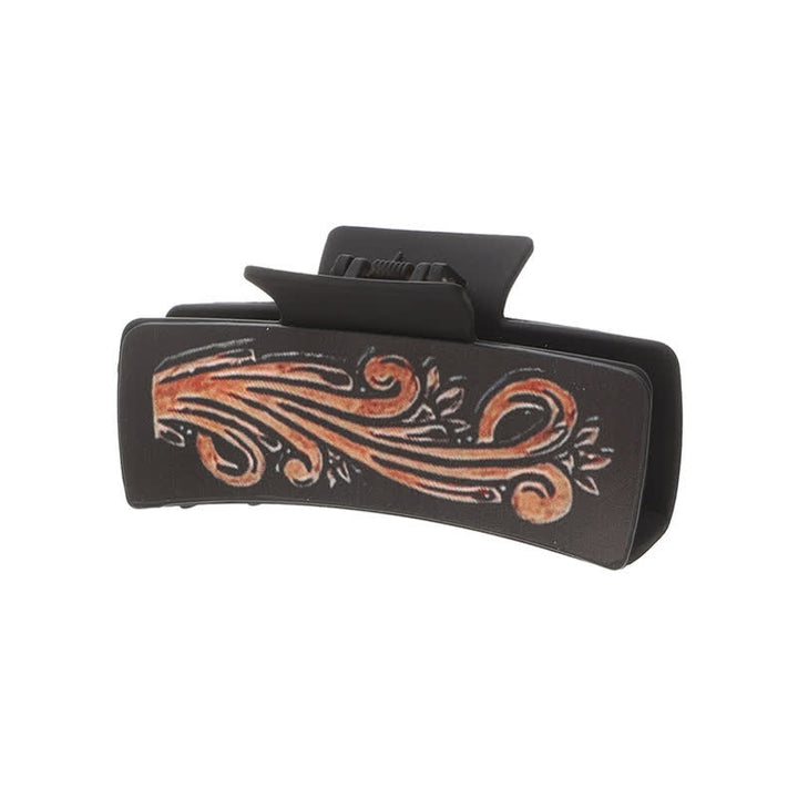 Women's Dark Coffee Sunflower Weave Print Hair Claw Clip - Style #2 - image 2