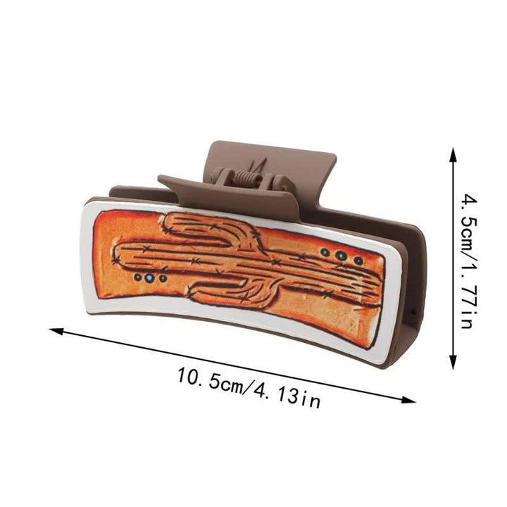 Women's Cowgirl Style Cactus Print Coffee Hair Claw Clip - image 4