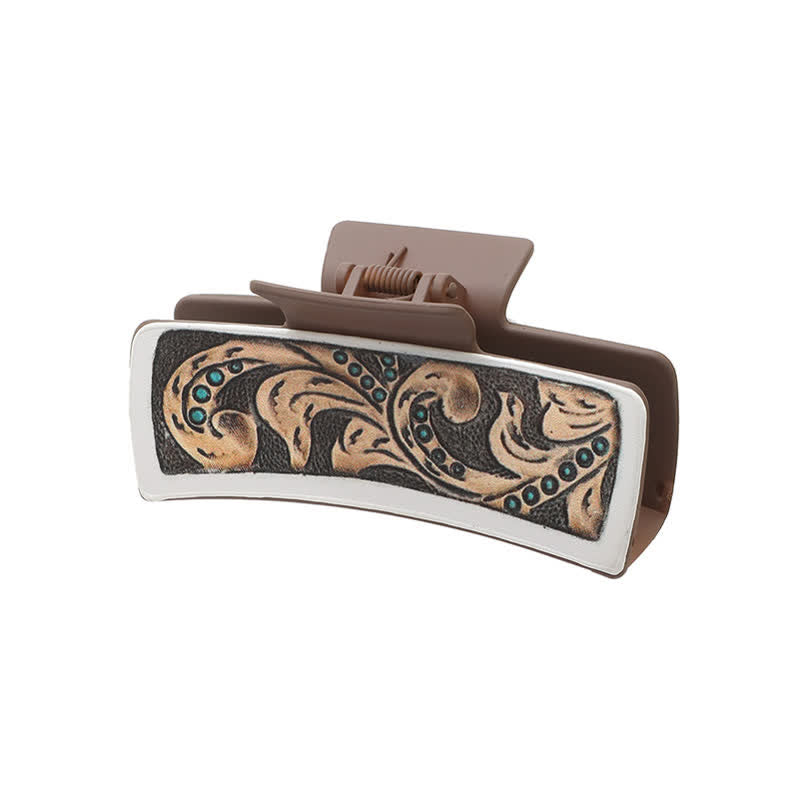 Women's Cowgirl Style Cactus Print Coffee Hair Claw Clip - Style #3 - image 6
