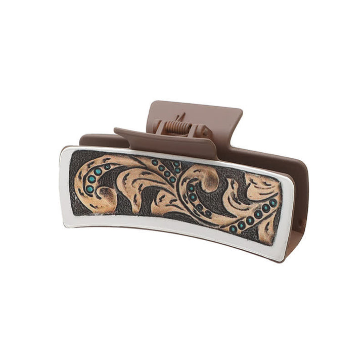 Women's Cowgirl Style Cactus Print Coffee Hair Claw Clip - Style #3 - image 6