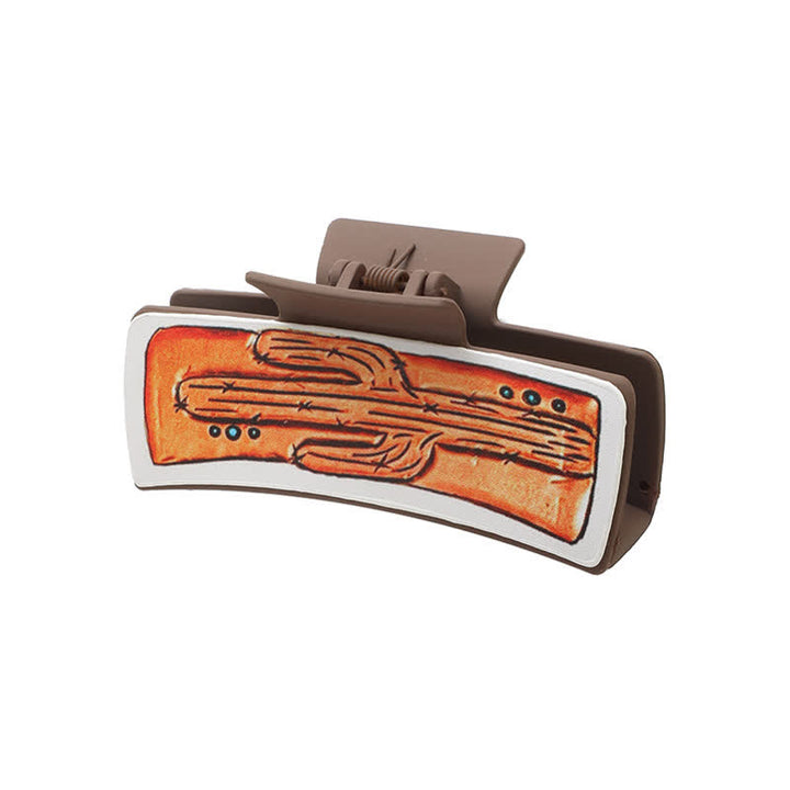 Women's Cowgirl Style Cactus Print Coffee Hair Claw Clip - image 3