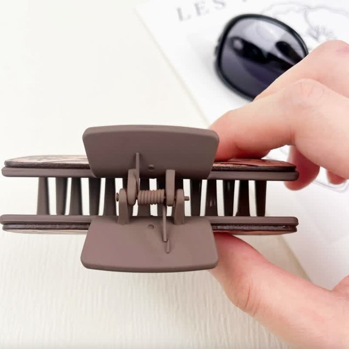 Women's Yak Floral Print Coffee Brown Hair Claw Clip - image 3
