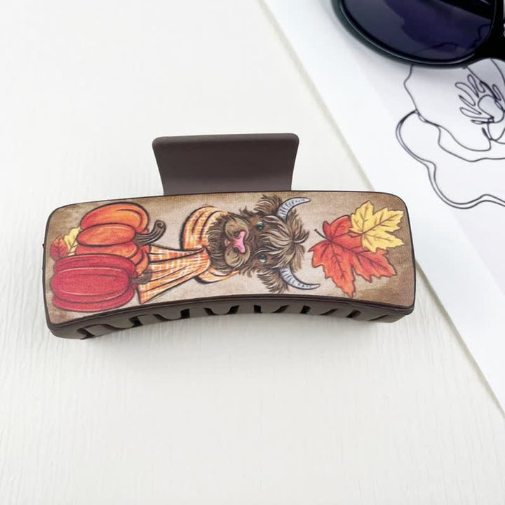 Women's Yak Floral Print Coffee Brown Hair Claw Clip - Style #4 - image 8
