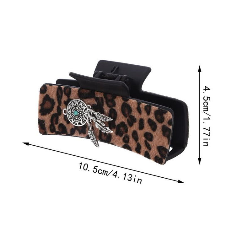 Women's Indian Turquoise Decor Leopard Print Hair Claw Clip - image 3