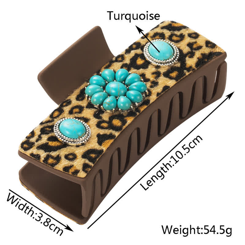 Women's Turquoise Leopard Dairy Cow Print Hair Claw Clip - image 3