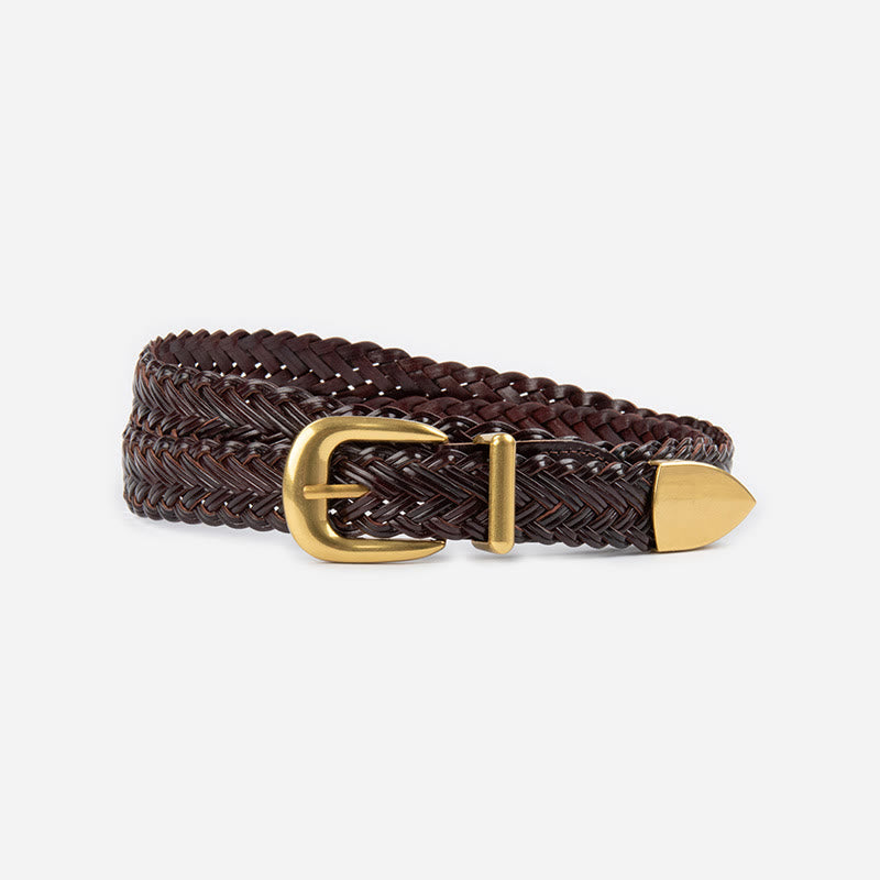 Vegan Leather Braided Belt Women's Waist Belt - SaddleBrown - 43.31in / 110cm(Not included the buckle length) - image 11