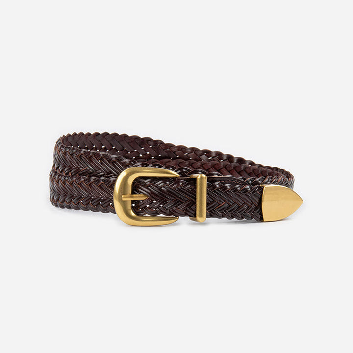 Vegan Leather Braided Belt Women's Waist Belt - SaddleBrown - 43.31in / 110cm(Not included the buckle length) - image 11