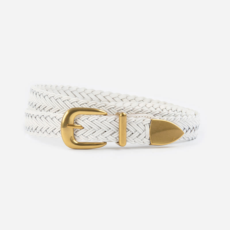 Vegan Leather Braided Belt Women's Waist Belt - White - 43.31in / 110cm(Not included the buckle length) - image 14