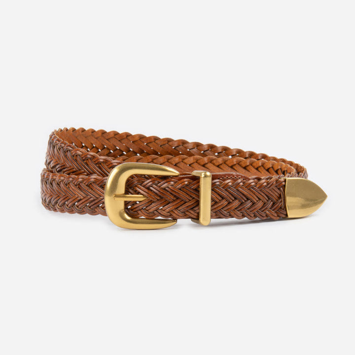 Vegan Leather Braided Belt Women's Waist Belt - Chocolate - 43.31in / 110cm(Not included the buckle length) - image 2