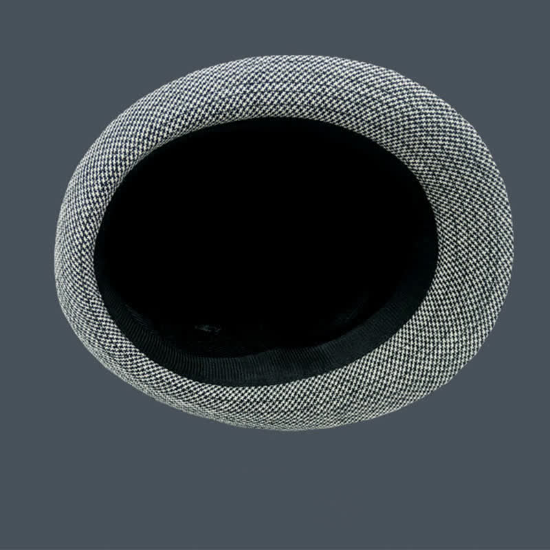 Men's British Plaid Houndstooth Pattern Summer Fedora Hat - image 6