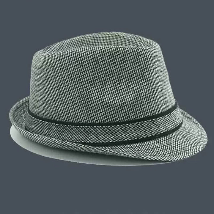 Men's British Plaid Houndstooth Pattern Summer Fedora Hat - image 3