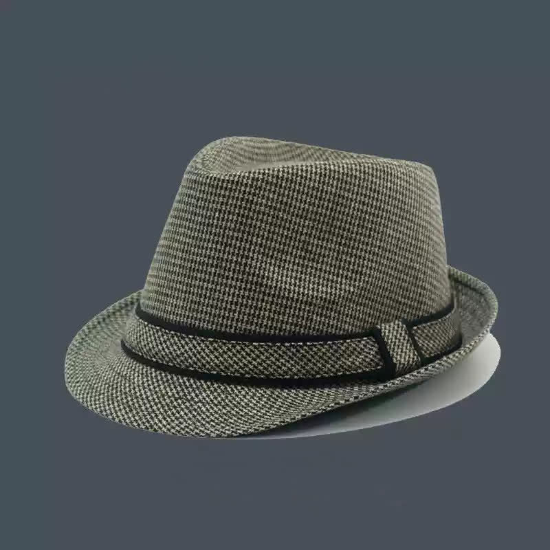 Men's British Plaid Houndstooth Pattern Summer Fedora Hat - Coffee - M (22"-22 7/8") - image 8