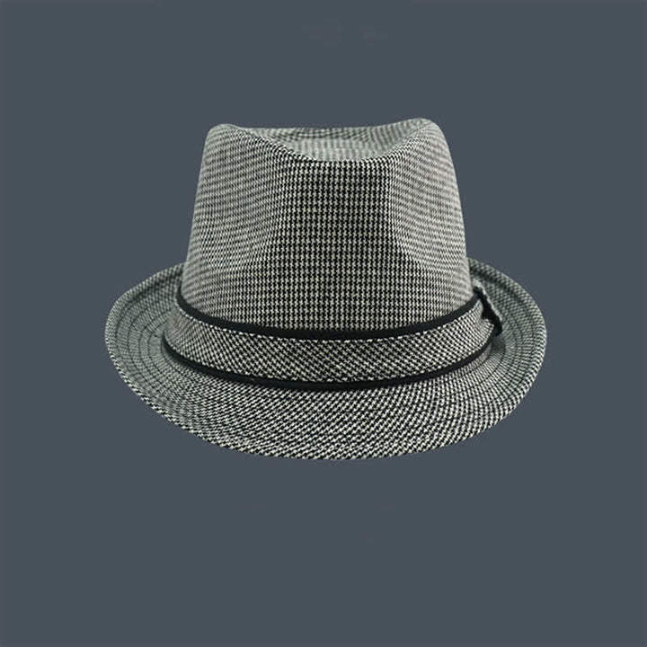 Men's British Plaid Houndstooth Pattern Summer Fedora Hat - image 1