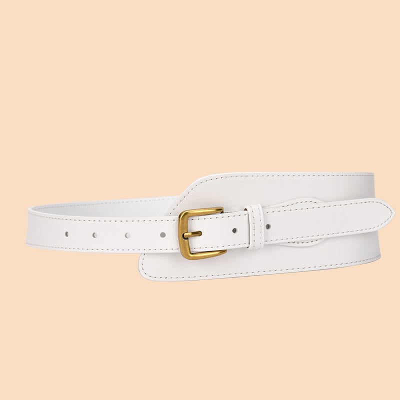 Girdle Waistband Women's Genuine Leather Corset Belt - White - image 17