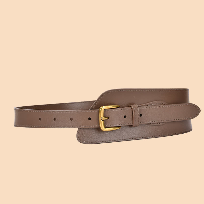Girdle Waistband Women's Genuine Leather Corset Belt - Tan - image 16