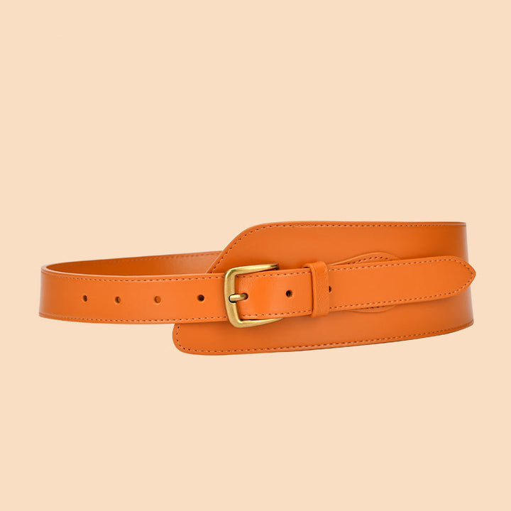 Girdle Waistband Women's Genuine Leather Corset Belt - DarkOrange - image 14