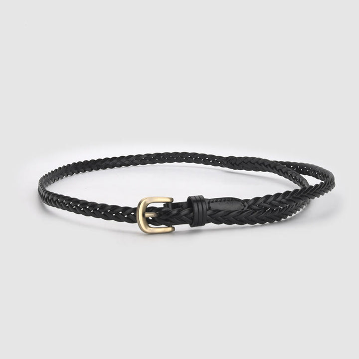 Vintage Braided Belt Girdle Waist Belt Without Holes - #B - Black - 43.31in / 110cm(Included the buckle) - image 16