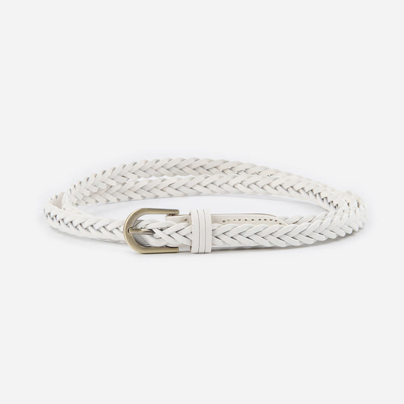 Vintage Braided Belt Girdle Waist Belt Without Holes - #A - White - 43.31in / 110cm(Included the buckle) - image 14