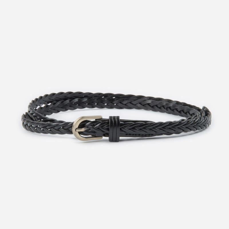 Vintage Braided Belt Girdle Waist Belt Without Holes - #A - Black - 43.31in / 110cm(Included the buckle) - image 11