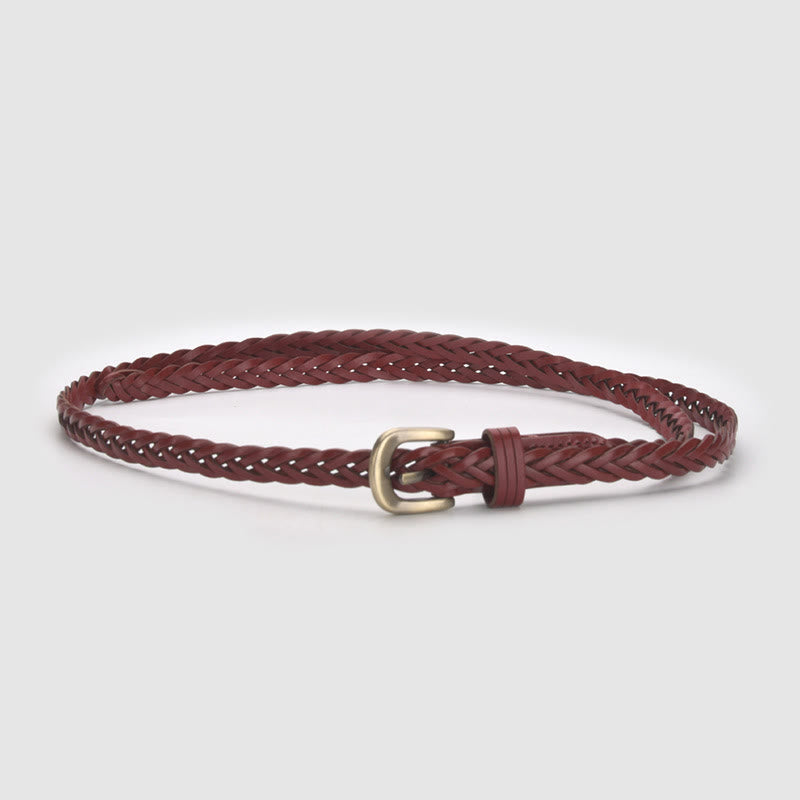 Vintage Braided Belt Girdle Waist Belt Without Holes - #B - DarkRed - 43.31in / 110cm(Included the buckle) - image 18