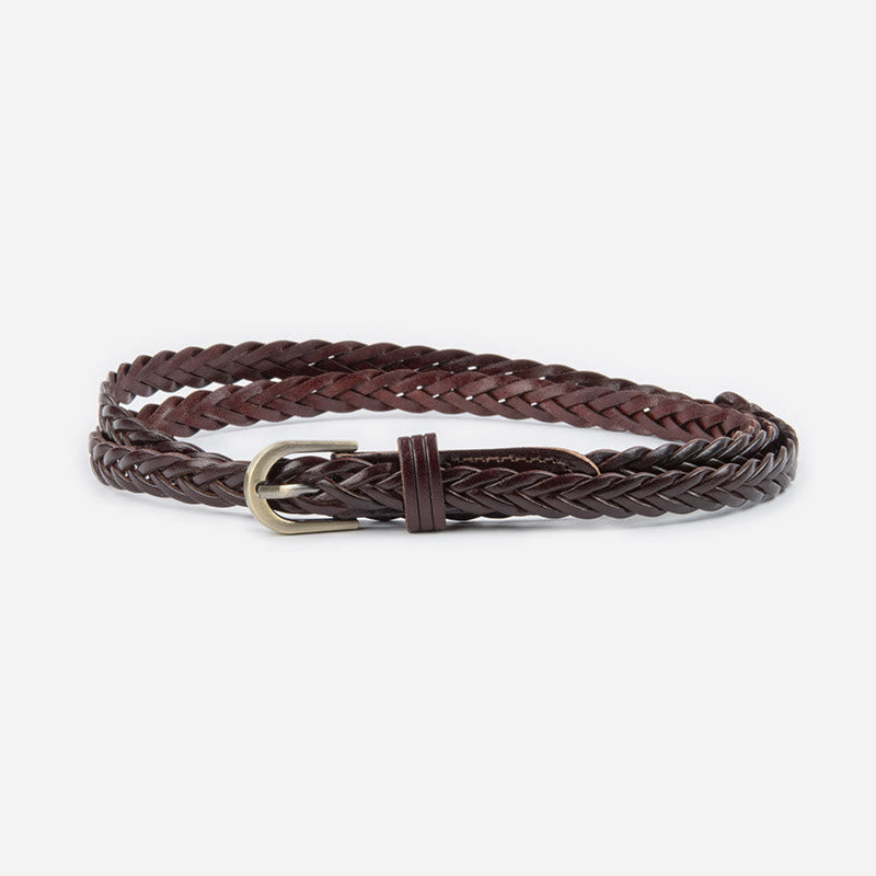 Vintage Braided Belt Girdle Waist Belt Without Holes - #A - SaddleBrown - 43.31in / 110cm(Included the buckle) - image 12