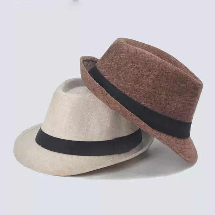 Men's Simple Black Ribbon Summer Fedora Hat - image 0