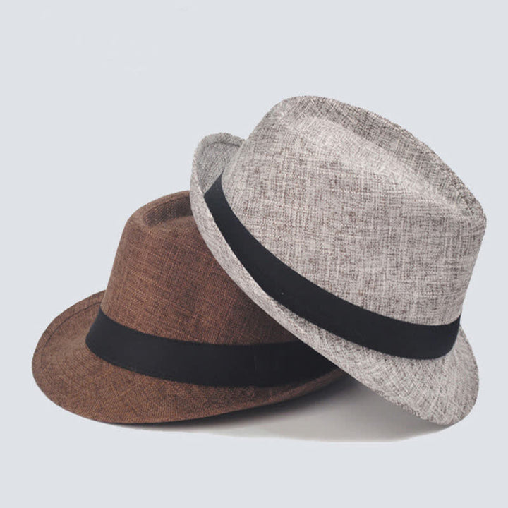 Men's Simple Black Ribbon Summer Fedora Hat - image 4