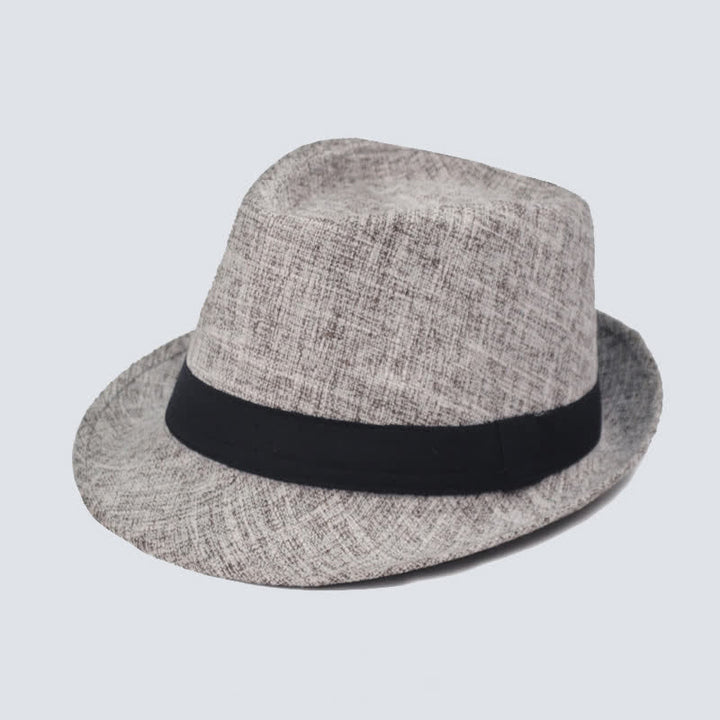 Men's Simple Black Ribbon Summer Fedora Hat - Gray - M (22"-22 7/8") - image 2