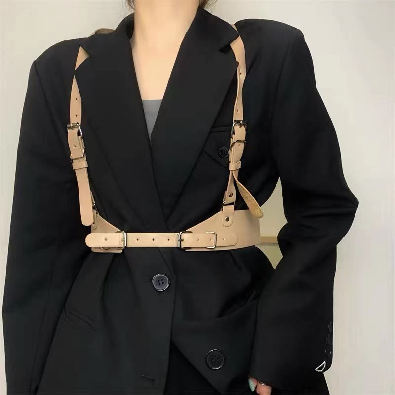Steampunk Leather Waistband Adjustable Strap Corset Belt - image 5