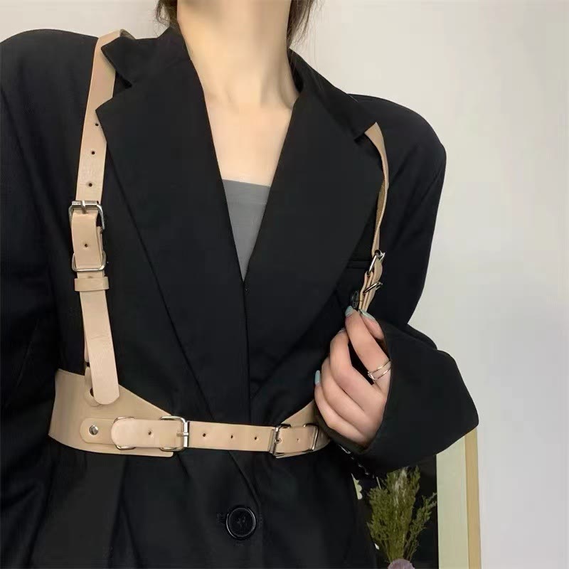 Steampunk Leather Waistband Adjustable Strap Corset Belt - image 4