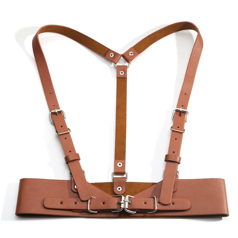 Steampunk Leather Waistband Adjustable Strap Corset Belt - Small - Chocolate - image 10