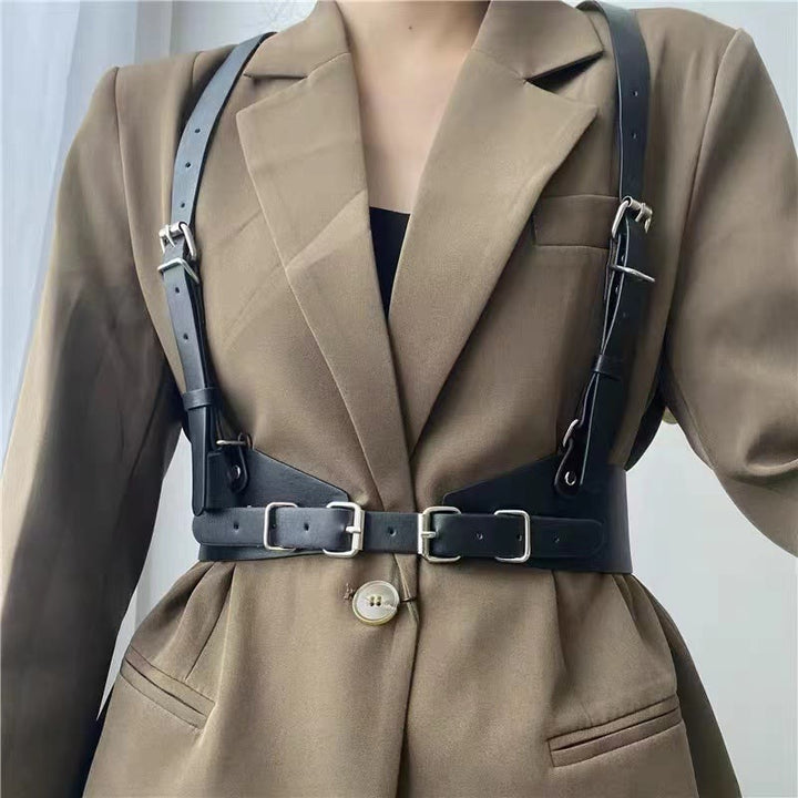 Steampunk Leather Waistband Adjustable Strap Corset Belt - image 3