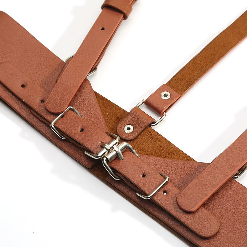 Steampunk Leather Waistband Adjustable Strap Corset Belt - image 9