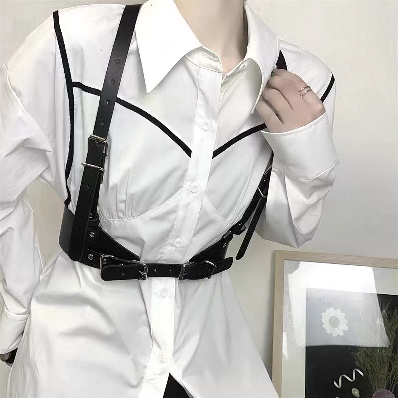 Steampunk Leather Waistband Adjustable Strap Corset Belt - image 1