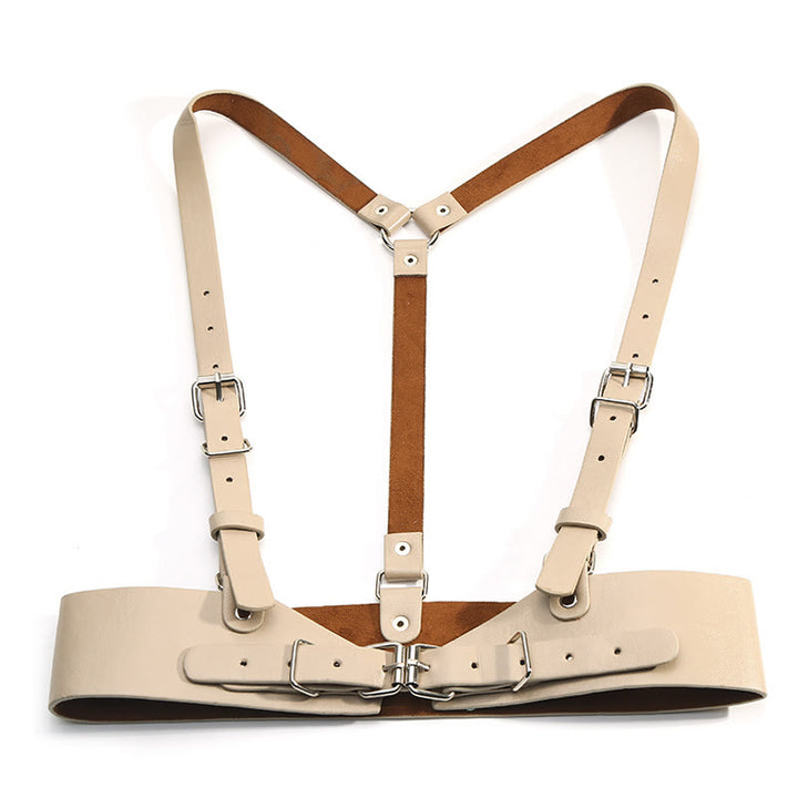 Steampunk Leather Waistband Adjustable Strap Corset Belt - Small - BlanchedAlmond - image 11