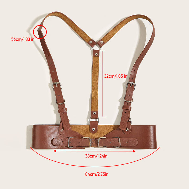 Steampunk Leather Waistband Adjustable Strap Corset Belt - Extra Large - Chocolate - image 17