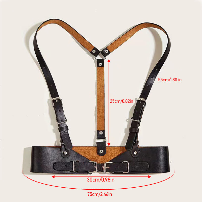 Steampunk Leather Waistband Adjustable Strap Corset Belt - Large - Black - image 14