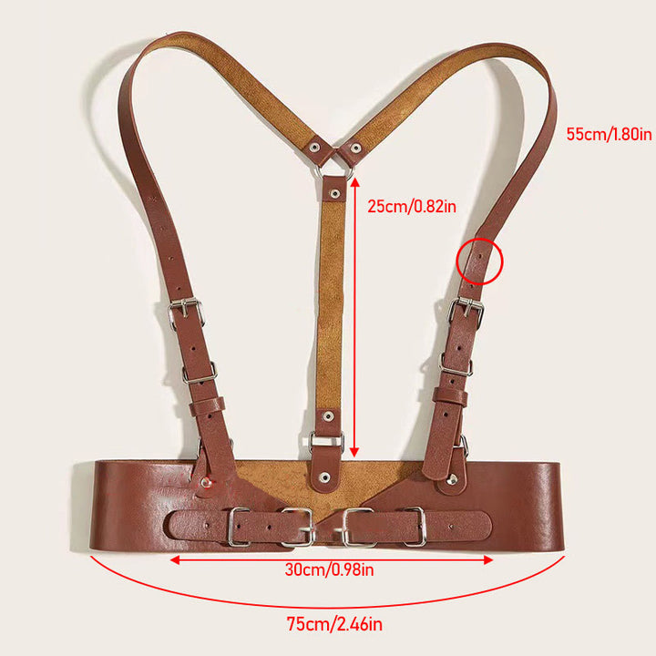 Steampunk Leather Waistband Adjustable Strap Corset Belt - Large - Chocolate - image 15