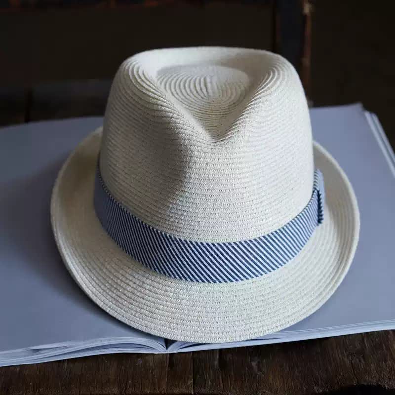 Men's Graceful Striped Ribbon Beach Straw Fedora Hat - image 2