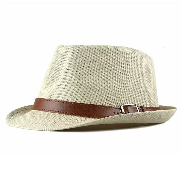 Men's Stylish Casual Leather Decor Straw Fedora Hat - Beige - M (22"-22 7/8") - image 12
