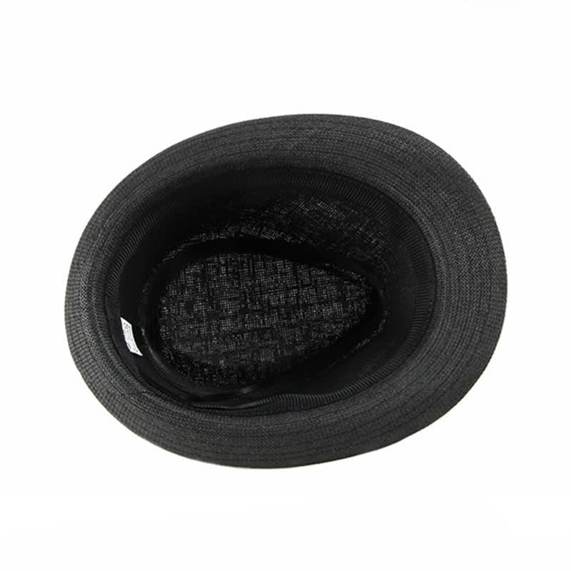Men's Stylish Casual Leather Decor Straw Fedora Hat - image 8