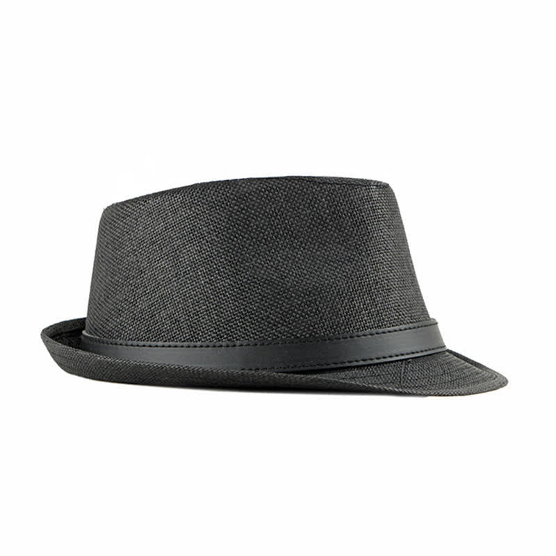 Men's Stylish Casual Leather Decor Straw Fedora Hat - image 7